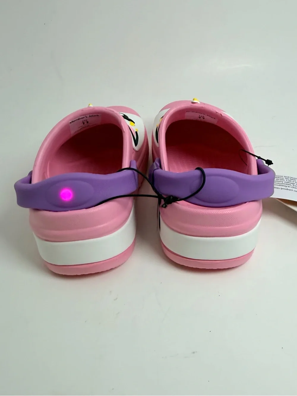 Kids Unicorn Clog Sandals in Pink with Purple Strap lights up
